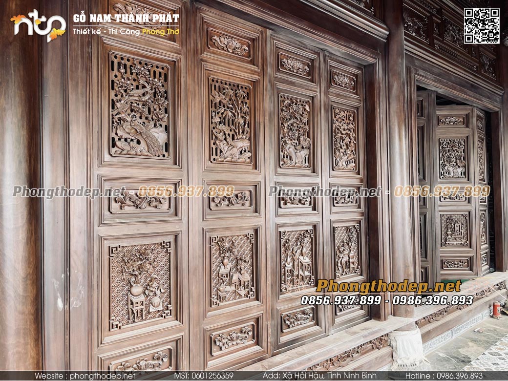 mẫu cửa nhà gỗ 3 gian gỗ lim